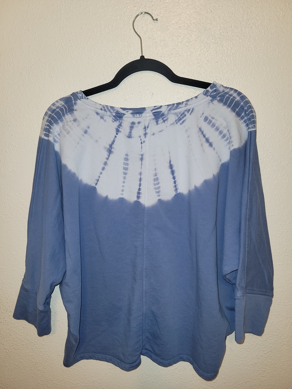 Pure Jill Jjill Coastal Tie-Dye Blue Dolman Sleece Pullover Top - Picture 5 of 5